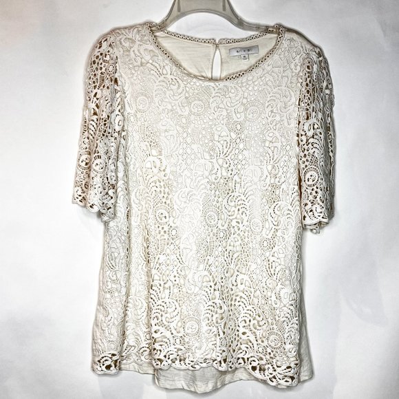 Eri + Ali | Suzy Cream Crochet Top - Picture 2 of 6